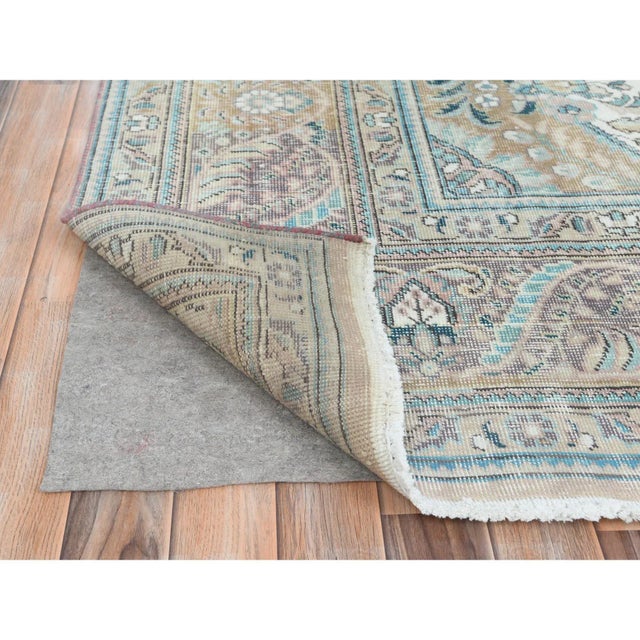 Textile Vintage Persian Tabriz Distressed Gray Wool Hand Knotted Thin Rug For Sale - Image 7 of 13