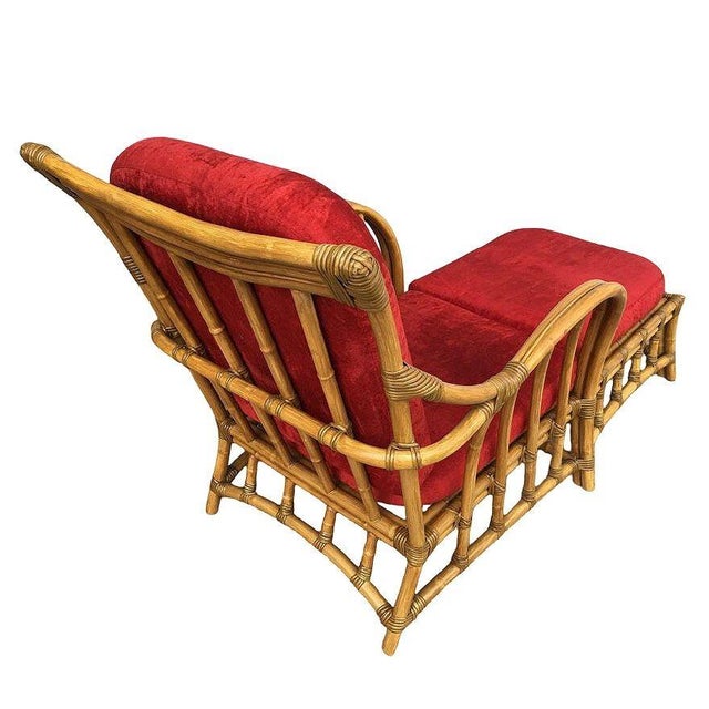 1980s Rare Paul Frankl Styled Faux Rattan Outdoor/Patio Chaise Lounge Chair, Pair For Sale In Los Angeles - Image 6 of 8