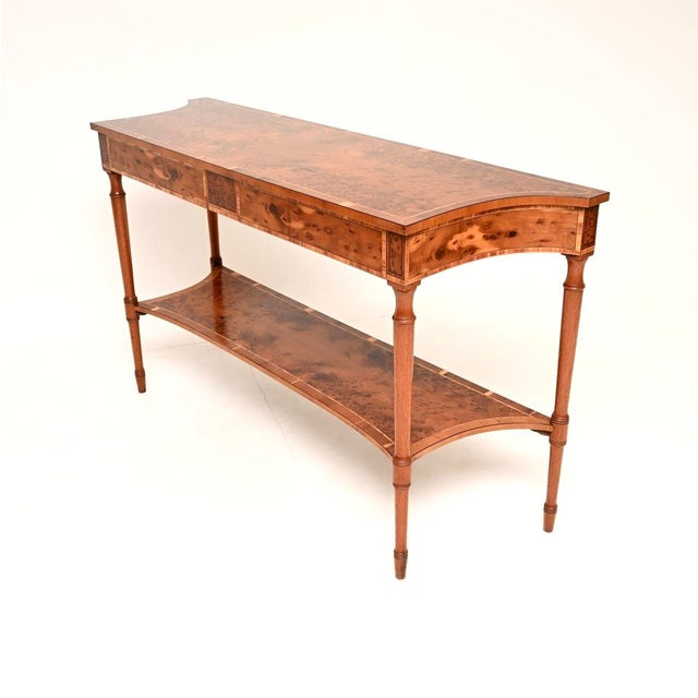 Large Antique Inlaid Yew Wood Console Table, 1930 For Sale - Image 3 of 11