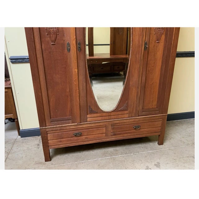 Antique Oak Wardrobe, 1925 For Sale - Image 4 of 10