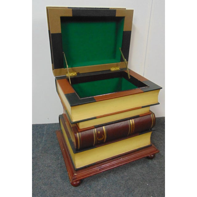 Late 20th Century Leather Faux Book Stack Side Table/ Trunk For Sale - Image 5 of 7
