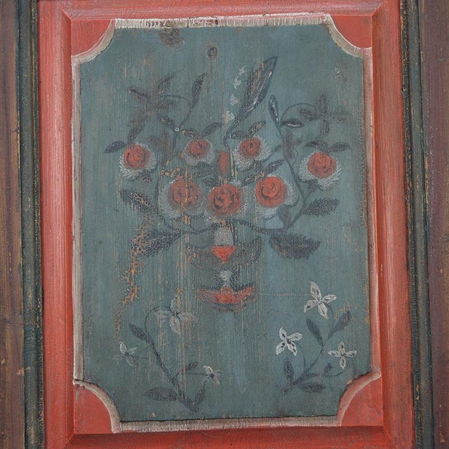 Early 19th Century Rustic Farmhouse Painted Folk Art Bridal Cabinet dated 1818 For Sale - Image 5 of 15