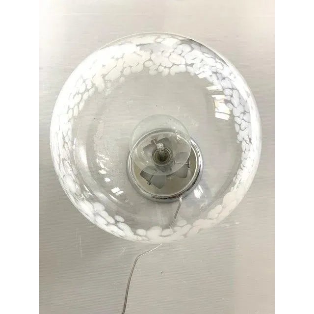 Spectacular transparent and white sphere in Murano glass . Table lamp in 70S design , fruit of very high italian...