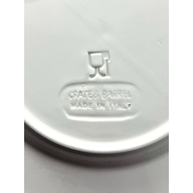1990s Crate & Barrel 8 Large Ceramic White Embossed Grape Leaf Dinner Plates - Set of 8 For Sale In Dallas - Image 6 of 6