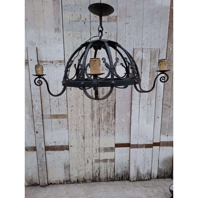 Early 20th Century Art Deco Dutch Wrought Iron Chandelier in the style of Amsterdam School For Sale - Image 10 of 16