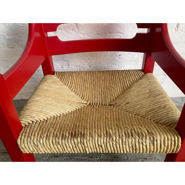 Wood Italian Beech and Straw Armchair, 1960s For Sale - Image 7 of 10