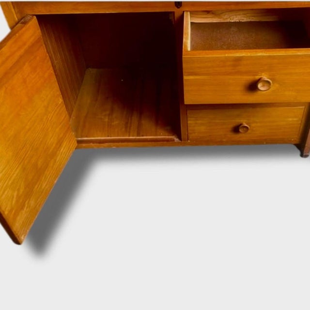 Vintage Oak Tambour Roll Top Secretaire For Sale - Image 6 of 9