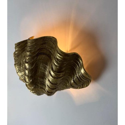 Hollywood Regency French Gilt Metal Clam Shell Wall Sconces, 1970, Set of 2 For Sale - Image 16 of 18