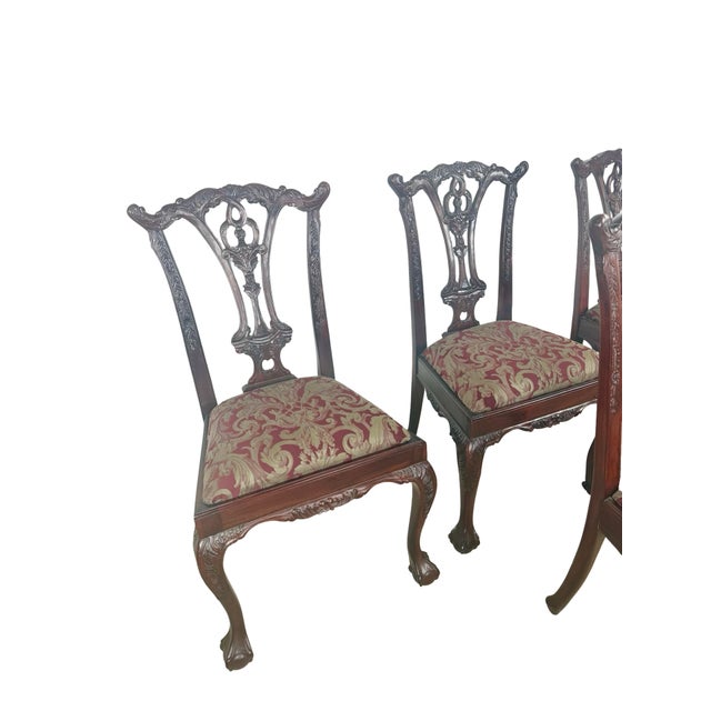 Late 20th Century Set of 4 Chippendale-Style Dining Chairs With Carved Ball-and-Claw Feet For Sale - Image 5 of 18