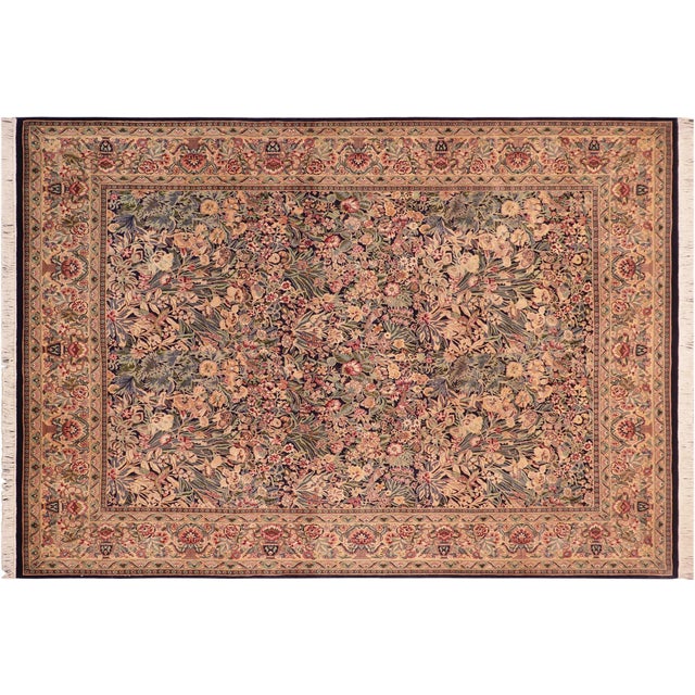 Blue Elegant 1990's Pak-Persian Blue/Gold Wool Rug - 8'1'' X 10'2'' For Sale - Image 8 of 9
