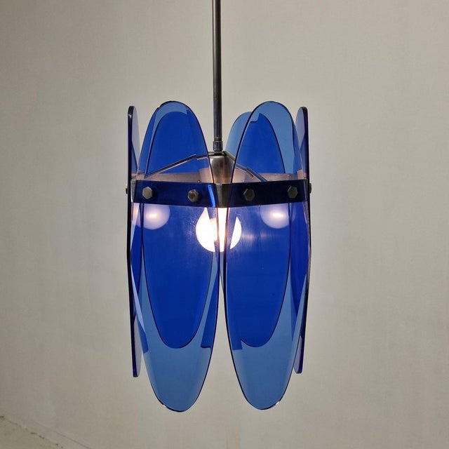 Blue Blue Glass Pendant from Veca, Italy, 1970s For Sale - Image 8 of 18