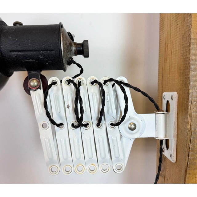 Metal Industrial Black Enamel Scissor Wall Lamp, 1950s For Sale - Image 7 of 18