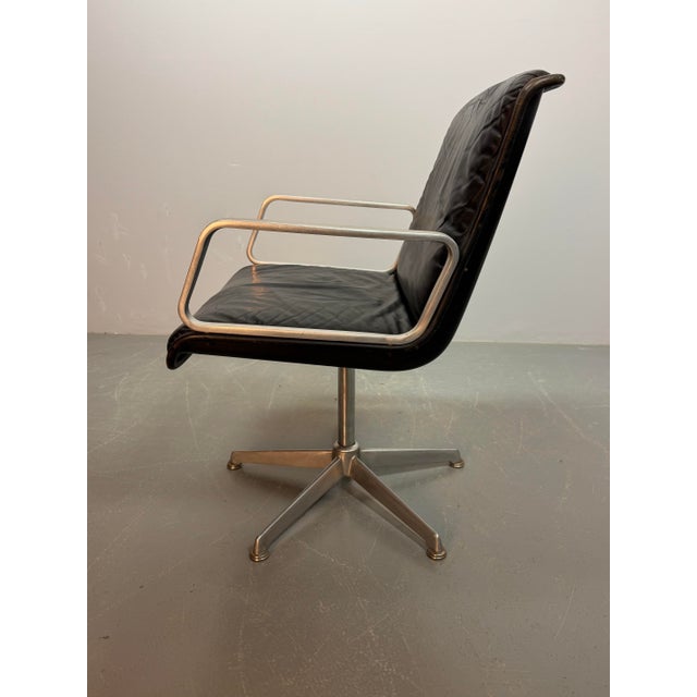 Mid-Century Desk Chair with Black Leather Upholstery and Aluminium Frame from Wilkhahn, 1960s For Sale - Image 9 of 9