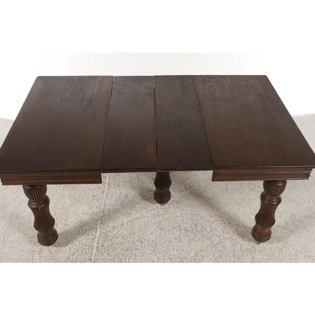 Jacobean Antique Jacobean Revival Oak Draw-Leaf Dining Table With Baluster Legs For Sale - Image 3 of 7