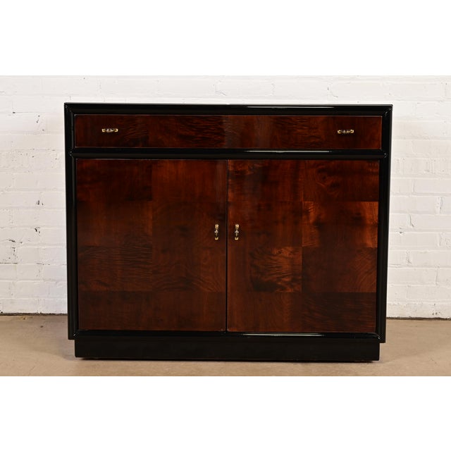A gorgeous Milo Baughman style Modern Art Deco bar cabinet or buffet server By Henredon, "Scene Three" Collection USA,...