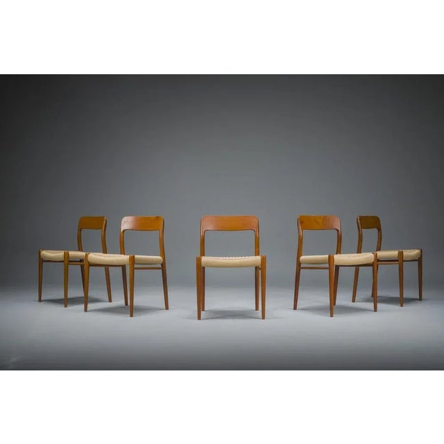 Danish Teak Mod. 77 Dining Chairs with Paper Cord by Niels O. Møller for J.L. Møllers, 1959, Set of 5 For Sale - Image 12 of 12