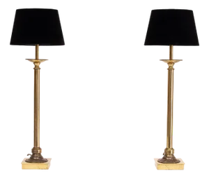 High Classic Brass Table Lamps, Germany, 1978, Set of 2