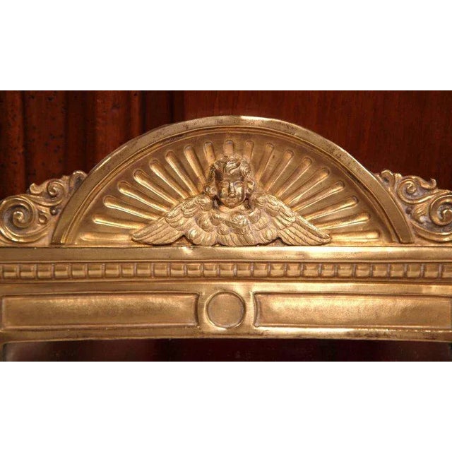 19th Century French Repoussé Brass Wall Mirror With Cherub Crest For Sale In Dallas - Image 6 of 7