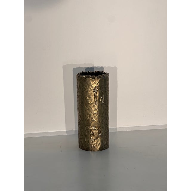Gold Brutalist Bauhaus Brass Umbrella Stand by Angelo Bragalini, 1960s For Sale - Image 8 of 10