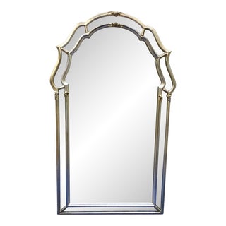 1970s Italian Silver and Gold Wood Framed Mirror For Sale