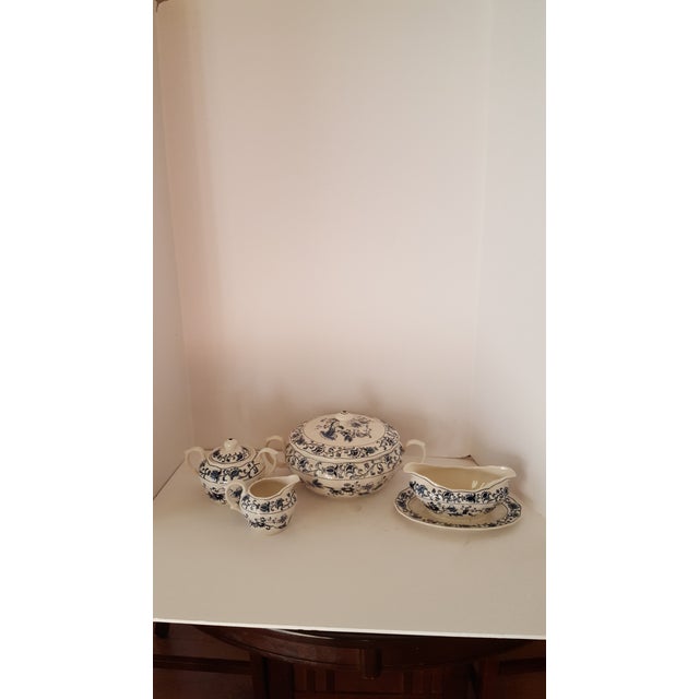 Vintage Nikko Japan Double Phoenix Ming Tree Blue Pattern Six Piece Set For Sale - Image 13 of 13