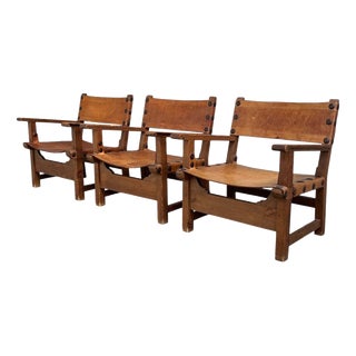 Vintage Brutalist Spanish Armchairs, 1960s, Set of 3 For Sale