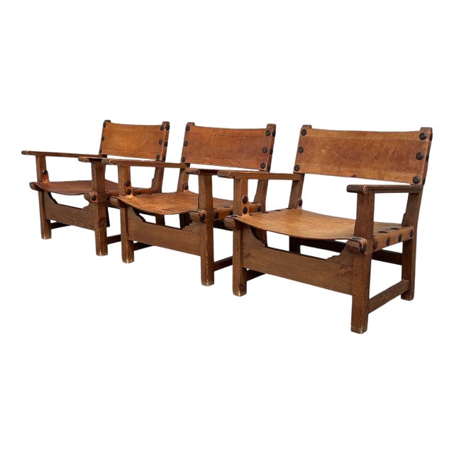 Vintage Brutalist Spanish Armchairs, 1960s, Set of 3 For Sale