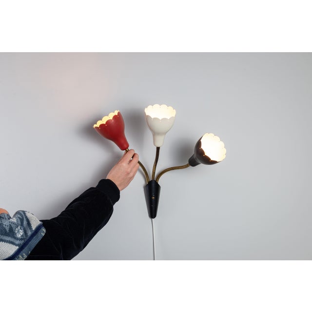 Adjustable Wall Lamp with Three Decorated Shades, 1960s For Sale - Image 6 of 13