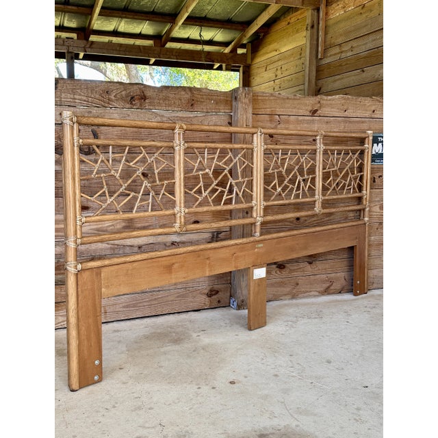 Late 20th Century Organic Modern “Cracked Ice” Rattan King Headboard by McGuire For Sale - Image 12 of 12