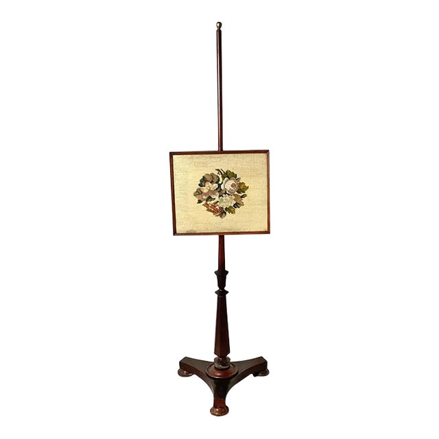 Antique Mahogany Fire Pole Screen For Sale