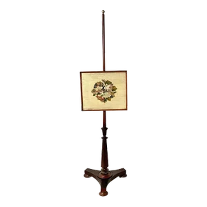 Antique Mahogany Fire Pole Screen