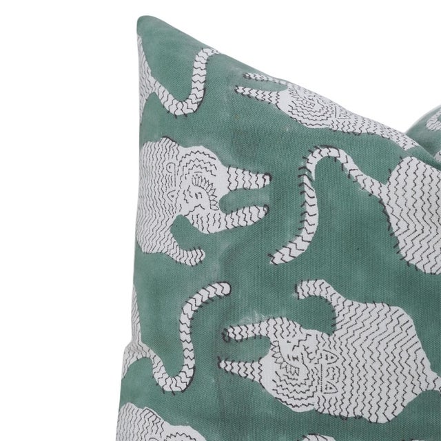 Art Deco Fabdivine Handmade Block Print Thick Cotton White Throw Pillow Covers 26x26inches-Mushak Raaj Design For Sale - Image 3 of 9