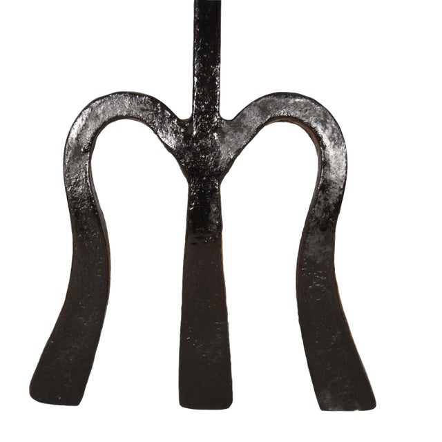 Early 20th Century Brass and Wrought Iron Fireplace Trident For Sale - Image 5 of 5