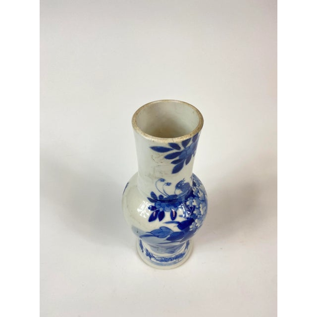 Ceramic Mid 19th Century Blue and White Qing Dynasty Porcelain Vase For Sale - Image 7 of 9