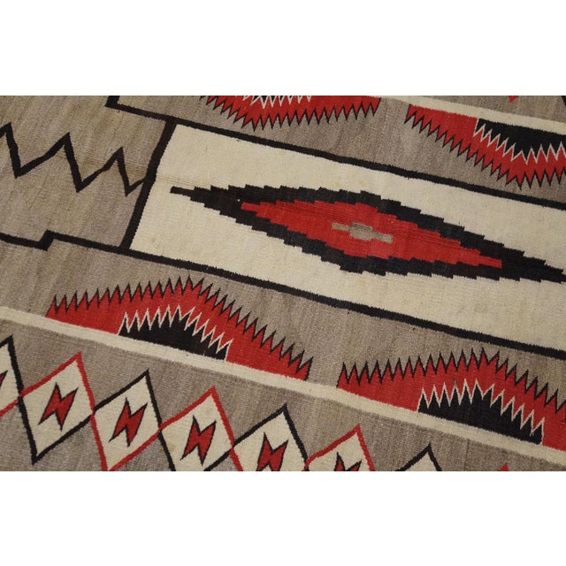 Gray 1920s Grey Storm Geoemtric Antique American Navajo Rug 3'x5' 7" Flatweave Wool Carpet For Sale - Image 8 of 12