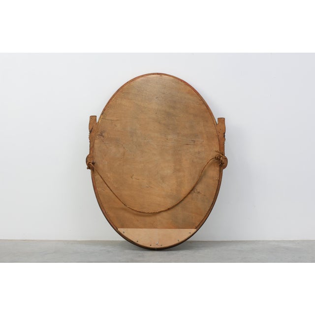 French Art Deco Oval Mirror in Gilded Oak, 1920s For Sale - Image 10 of 11