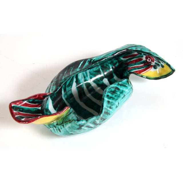 Ceramic Mid Century Modern Italian Majolica Ceramic Parrot Dish / Bowl For Sale - Image 7 of 7