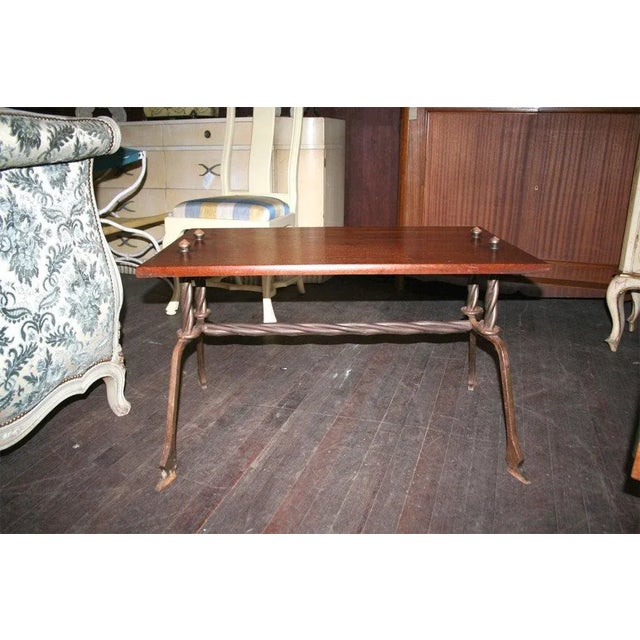 French Wood and Handwrought Iron Side Table For Sale - Image 10 of 11