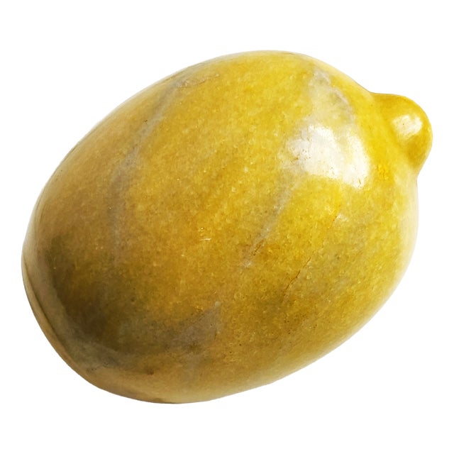 Mid-Century Modern Italian Handcarved Lemon Alabaster Stone Fruit, 1960s For Sale