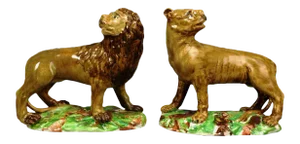 18th Century Regal Guardians: Ralph Wood Type Pearlware Lions: