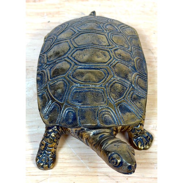 Italian Mid-Century Gilt & Patinated Bronze Turtle Hinged Box, circa 1960s For Sale - Image 13 of 18
