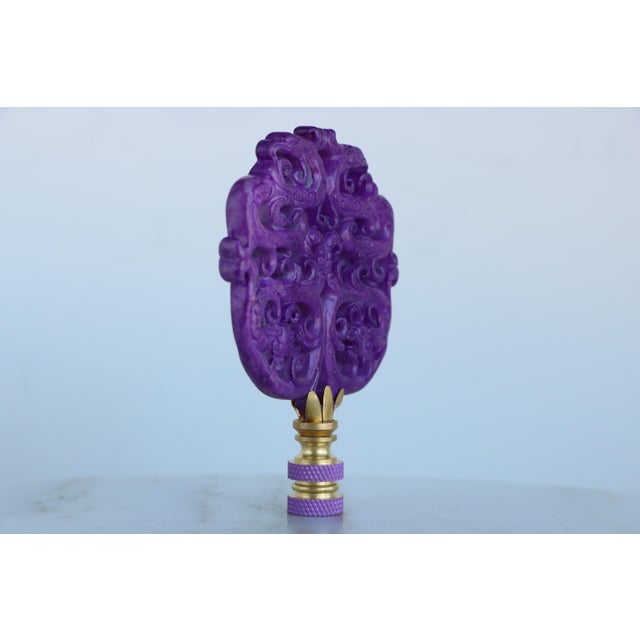 2020s Scrolled Stone Lamp Finial on Brass Hardware For Sale - Image 5 of 5