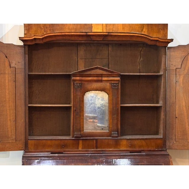 Early 18th Century Dutch Baroque Burl Walnut Drop-Front Secretary Desk For Sale - Image 4 of 18