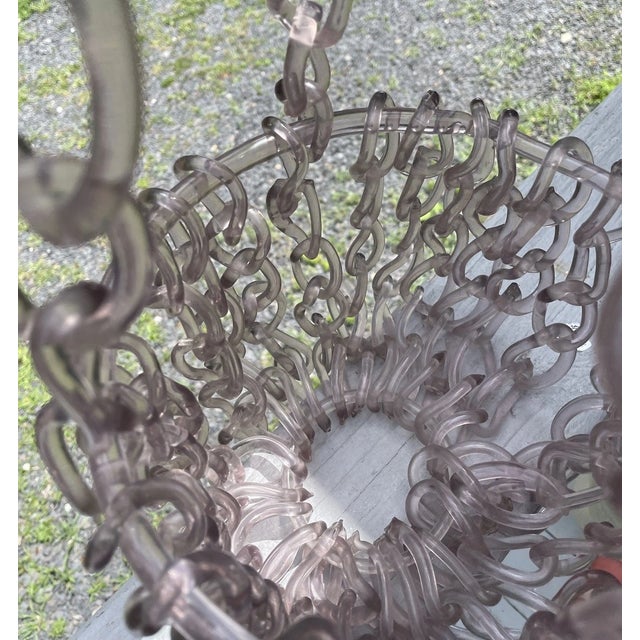 Rare Fine Antique 19th C. Victorian Free Blown Glass Whimsy Hanging Chain Basket For Sale - Image 9 of 18