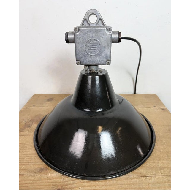 Industrial Black Enamel Pendant Lamp from Elektrosvit, 1960s For Sale - Image 11 of 18