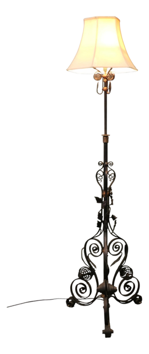 Decorative Wrought Iron Telescopic Floor Lamp, 1900