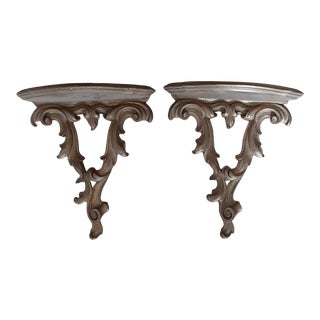 Vintage Gold "Syroco Wood" Labelled Wall Sconces - a Pair For Sale