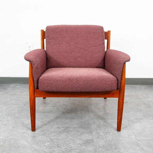 1960s Mid Century Danish Modern Lounge Chairs Set Grete Jalk France Sons Purple Teak For Sale - Image 12 of 12