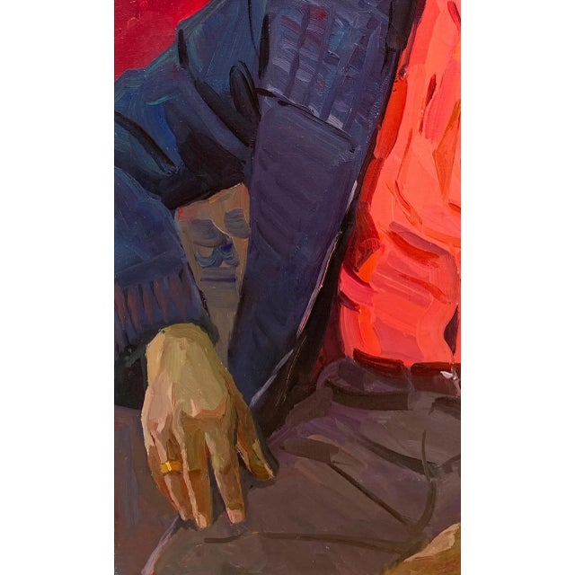 Soviet Man Portrait, Large Antique Oil Painting, 1970s Ukrainian Art 111-69 For Sale - Image 4 of 6