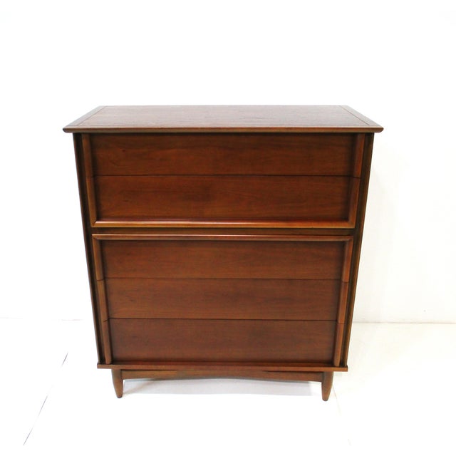Mid Century Walnut Highboy Dresser Chest by Dixie For Sale - Image 10 of 10